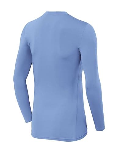 PowerLayer Kids Base Layer Long Sleeve Compression Shirt. Lightweight and Moisture Wicking Thermal Top for Football, Rugby, Soccer and Gym for Boys - Ice Blue, 12-14 Years — view 3