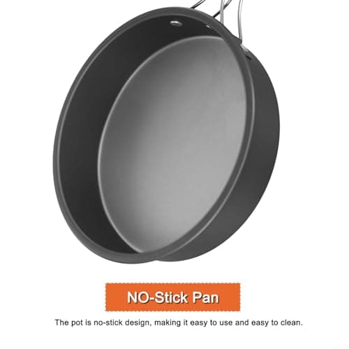 Lightweight Camping Frying Pan Non-Stick Camping Cooking Pot with Foldable Handle Cookware Set for Outdoor Camping Picnic Hiking(Large) — view 4