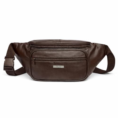 Woodland Leathers Genuine Leather Bum Bag, Durable Waterproof Waist Bag for Men and Women, Ideal for Travel, Festivals, Dog Walking, Fashion Bum Bag and Running Fanny Pack (Brown 6)