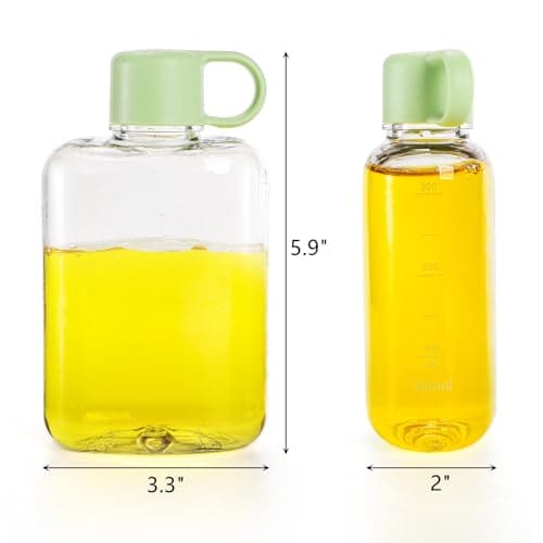 ZEAYEA 2 Pack Portable Flat Water Bottle, 350 ml /12 oz BPA Free Slim Drinking Bottle, Plastic Travel Flask for Outdoor Sports, Camping, Fitness, Gym, Fits Purse Bag Pocket — view 2