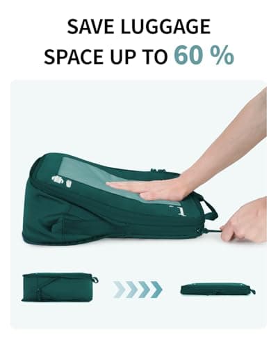 ECOHUB 5 Set Compression Packing Cubes for Suitcases Organiser Bags Travel Accessories with Shoes Bag Tear-resistant Travel Cubes with ID Tag Expandable Packing Bags (Dark Green) — view 2