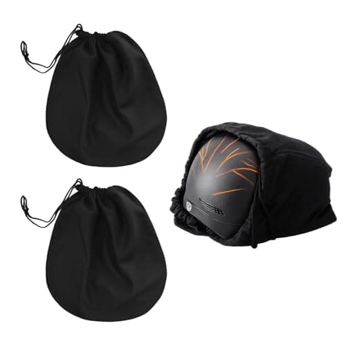 2 Pack Black Motorcycle Helmet Bag, Motorbike Helmets Cover with Drawstring