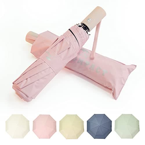 SY COMPACT Automatic Windproof Umbrellas Travel Strong Umbrella for Rain and Sun Protection Small Umbrella UV Blocking for Women and Men (Blush Pink) — view 6