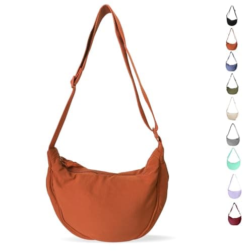 LOCCY Crescent Bag for Women Nylon Crescent Bag Dumpling Bags Nylon Crossbody Bags Women with Adjustable Strap Portable Crescent Purse for Daily Use (orange)