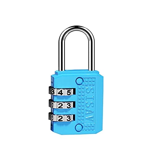 SISAV 3 Digit Combination Lock,Gym Padlock,Outdoor Padlock,Suitable for School Lockers,Tool Boxes,Travel Backpack,Hasp(Blue 1pack)