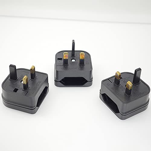 Casoter 2-Pin EU to 3-Pin UK Plug Adaptor, 5A Fuse European Type C E F to Britain Type G Plug Converter, Black Euro Plug Adaptor UK Socket Adapter, 3 Pack — view 6