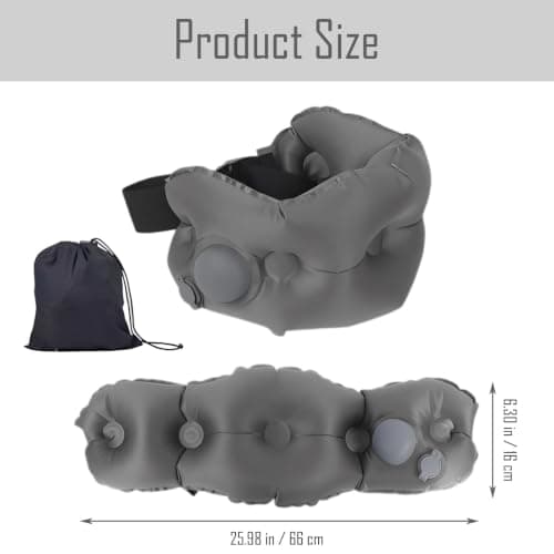 DXPETA Inflatable Car Seat Travel Cushion for Long-Haul Flights and Office Work, Portable Lumbar Support Pillow with Adjustable Air Valve, Two-Piece Grey Set — view 2
