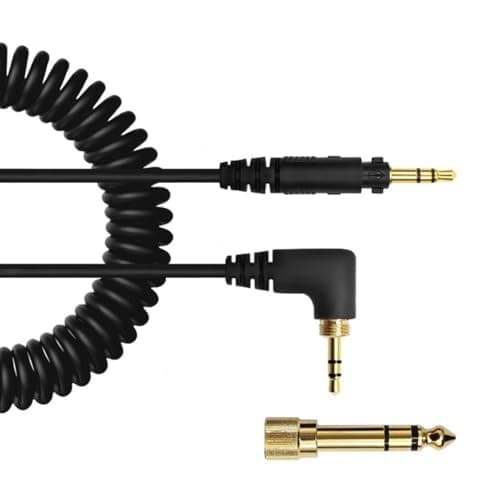 Headphone Replacement Cable Gold Plated 3.5mm 6.35mm Plugs for EAH-DJ1200 Studio and Live Black Spring Coiled Cable — view 4