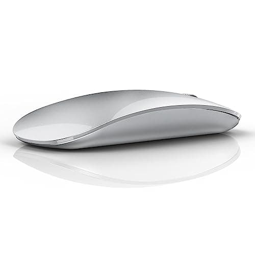 Uiosmuph Bluetooth Mouse, USB C Rechargeable Wireless Mouse, Silent -Silver