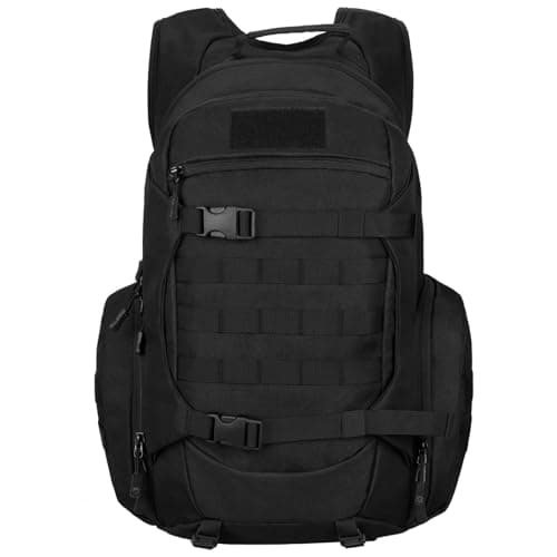 YuanWen 50L Tactical Backpack, Military Rucksack with MOLLE System, Water-Resistant Hiking Backpack for Outdoor Trekking Cycling Travel & Camping, 17'' Laptop Compartment Hydration Compatible Black — view 2