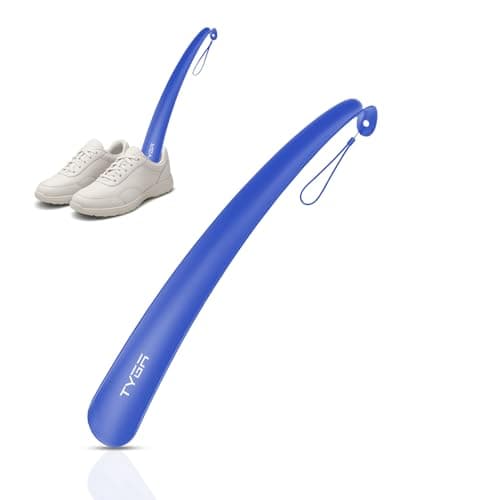 TYGA Long Handled Plastic Shoe Horn for Men & Women, Vib Blue, 43cm, Pack of 2