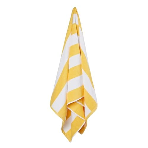 La Maison Cabana Stripe Beach Towels 100% Cotton 70cm x 150cm Large Pool Towel Absorbent Supersoft Quick Dry Sand Proof Beach Towel Holiday Yoga Gym Swimming Towel (1, Yellow) — view 3