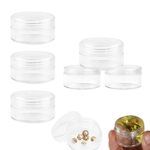 6PCS Leakproof Round Stackable Plastic Sample Pots - 10ml & 20ml Clear Round Pots for Cosmetics & Creams