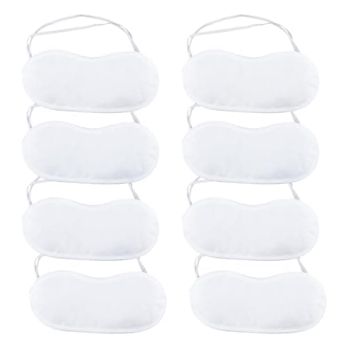 Wellrun 8 Pack White Sleep Masks for Sleeping,Soft Eye Masks for Travel,Game,Sleepover Party,Comfortable Eye Covers for DIY Draw Your Own