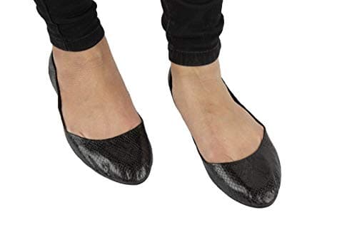 Women's Roll Up Shoes with Carry Bag for Weddings, Nights Out and Races (Black Snake, Numeric_5) — view 2