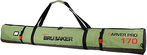 BRUBAKER Combo Set Carver Performance - Ski Bag and Ski Boot Bag for 1 Pair of Skis + Poles + Boots + Helmet - Green Black - 66 7/8 Inches / 170 Cm — view 3