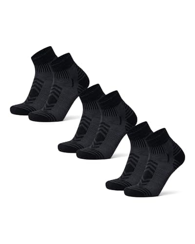 DANISH ENDURANCE Merino Wool Low Cut Hiking Socks with Lightweight Cushioning, for Men & Women, Unisex, 3 Pack, Black, 9-12