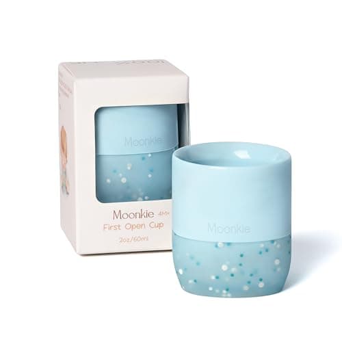 Moonkie Baby Cup | Silicone Open Cup Baby from 6 Months | Weighted Base (Anti-Tip) | BPA Free | Capacity Markings | 60ml (Ether)