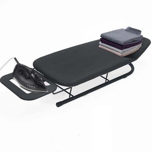Rainberg Table top Ironing Board, Small-Foldable Design, Non-Slip Folding Legs, 100% Cotton Cover with Foam Layer, Steam Iron Rest, Lightweight, Space Limited Places, 76 x 30cm