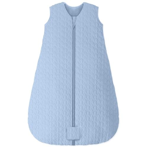 Unnivoll Baby Sleeping Bag 2.5 Tog 12-18 Months 100% Cotton Winter Sleeping Bag Baby 2-Way Zipper Quilted Sleep Sack for Newbron Infant Warm Soft Blue