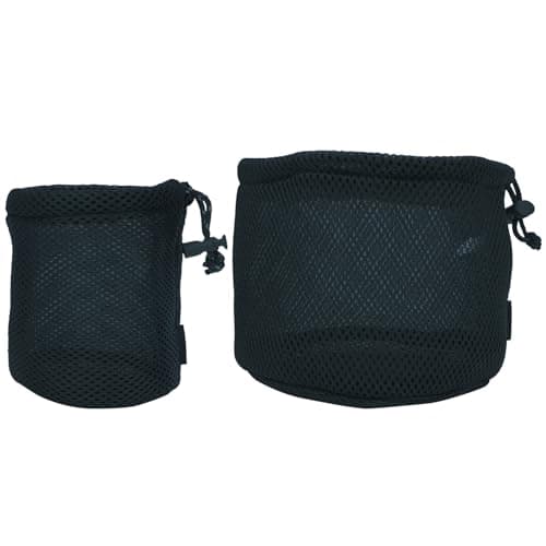 Camping Pot Storage Bag Black Nylon Mesh Bag Travel Gear Sack Drawstring Picnic Cookware Storage Pouch Black Nylon Mesh Kettle Equipment Camping Utensil Pouch — view 3