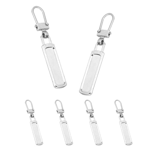 sourcing map Zipper Pull Charm 6 Pcs 1-2mm Thickness Detachable Zipper Pull Replacement Handle Repair Kits Tabs Lock for Coats Jackets Pants Luggage Suitcase Purse Fasteners, Silver Tone