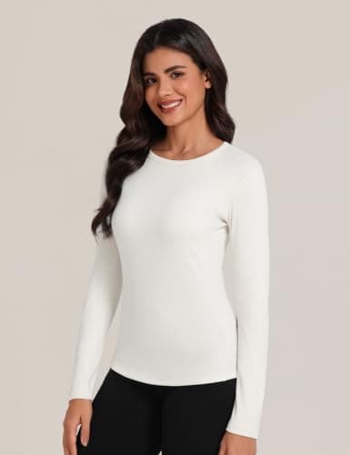 Harlamvar Women's Thermal Tops Round Neck Long Sleeve Soft Warm Base Layer — view 2