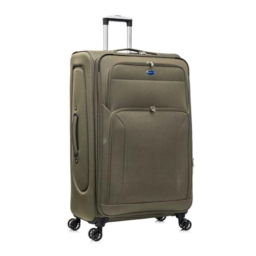 Aerostar Extra Large 32” Lightweight Softshell Expandable Suitcase, Integrated Combination Lock, 4 Wheels Check in Luggage for 30kg (Army Green, 162 litres)