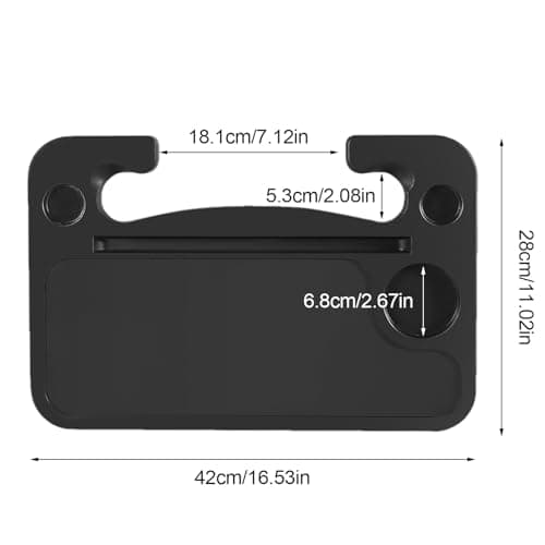 Car Steering Wheel Tray – Multifunction Vehicle Organizer Board, Compact Steering Mounted Table, Laptop Support, Practical Interior Addon For Commuting Breaks Remote Tasks Road Trips — view 2
