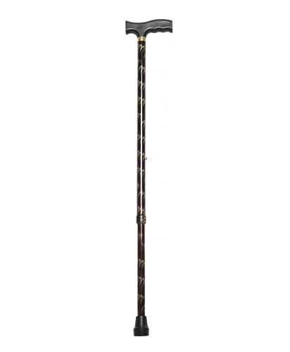 Deluxe Black/Brown with Gold Etched Engraved Flecked Stripes Pattern Ladies Adjustable Walking Stick Cane - 23" - 38.5" — view 2