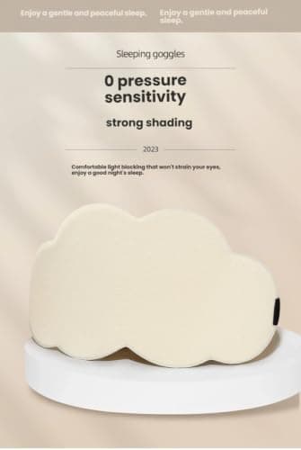 3D Cloud Shape Ice Silk Memory Foam Eye Mask for Sleeping (Beige Yellow) — view 2