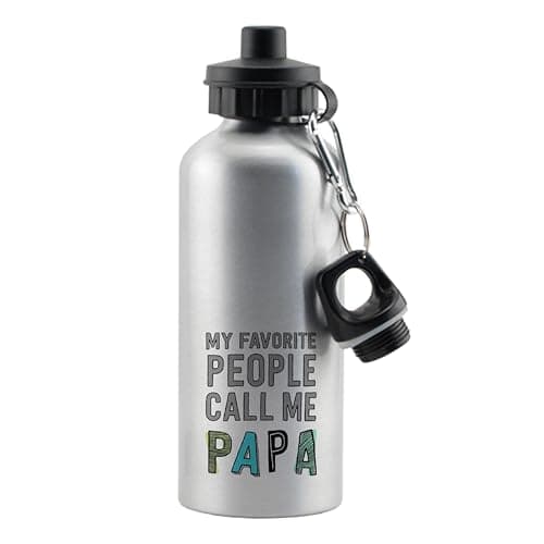 My Favorite People Call Me Papa bottle – Cute Family Quote – Gift for Dad, Grandpa, Papa, Aluminium 500 ml Water Bottle sports bottle. (Silver)
