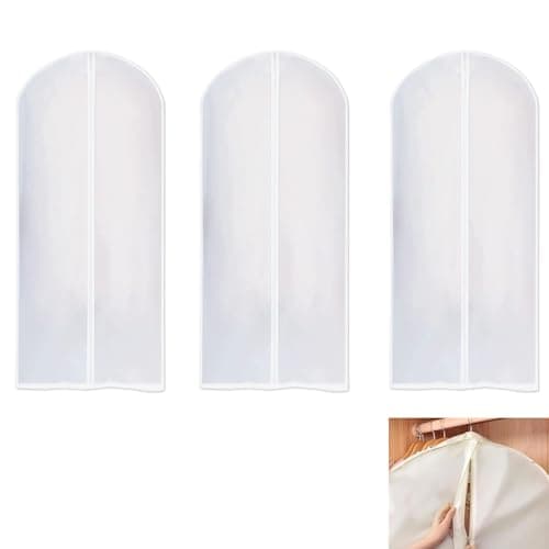 3 PCS Long Dress Garment Bags - Full Length Covers With Zip, Waterproof, Dustproof, Translucent