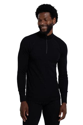 Mountain Warehouse Merino Mens Zip Neck Base Layer Top Black XXL — view 2