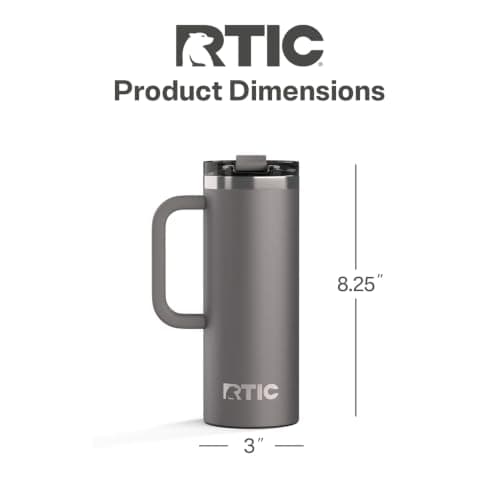 RTIC 20oz Road Trip Travel Mug with Lid and Handle, Ceramic Lined, Graphite — view 4