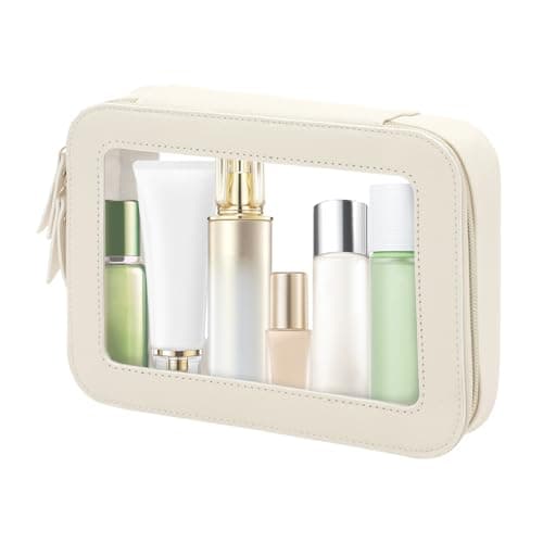 Clear Travel Toiletries Bag Waterproof PVC Clear Makeup Bag with Zipper Portable Make Up Skincare Organiser Women Multifunctional Travel Wash Pouch Car Essentials, 21x5.3x15.8cm