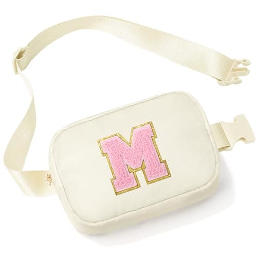YOOLIFE Initial Bum Bags Waist Bag Fanny Pack Belt Bag Girl Purse Sling Bags for Girls Kids, Gifts 3 4 5 6 7 8 9 10 11 12 13 Years Old Girl, Birthday Gifts for Girls Kids Girlfriend Friend, Beige M
