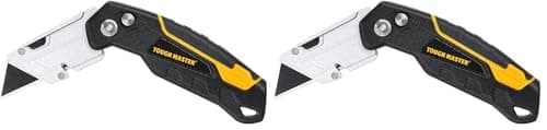 TOUGH MASTER Folding Utility Knife, Plus 4 Piece SK2 Blades, Retractable Function, Aluminium Alloy Handle, Comfortable Grip Ideal for Cutting Plastic, Wood, Paper (TM-UFK174) (Pack of 2)