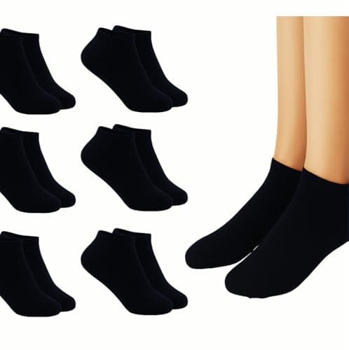 A2Z 4 Kids 6 Pack Girls Boys Plain Trainer - Socks AZ750 Black 6 Pack 2-3