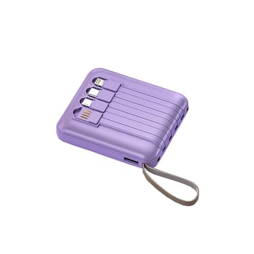 Portable Charger Power Bank 20000mah Display Power Bank, Fast Charging, Fast Mobile Phone Charging, 4 Cord Mobile Power (purple)