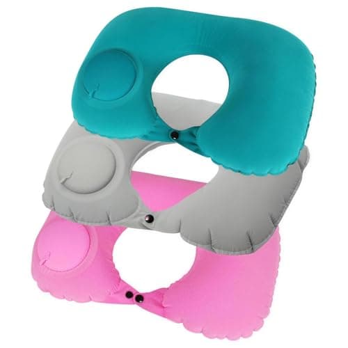 Travel Pillow for Airplane, 3 Pcs Inflatable Neck Pillows with 360° Support