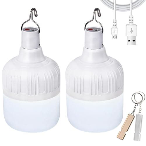2 Pack 30W Rechargeable LED Camping Tent Bulb Lantern Emergency Light