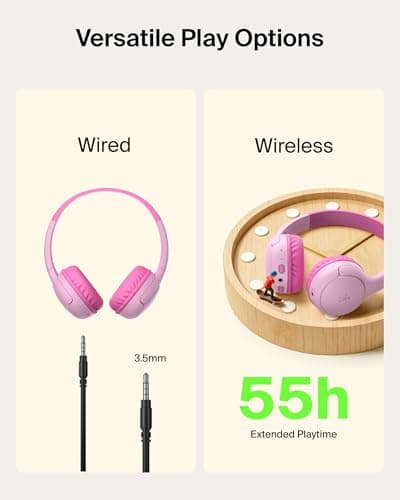 Belkin SoundForm Mini 2 On-Ear Wireless Headphones for Kids - Pink — view 4