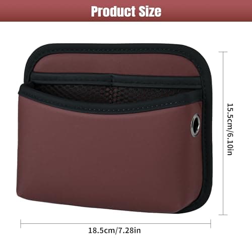 Qirc PU Leather Car Side Pocket Organizer, Universal Car Pocket Pouch Cell Phone Holder for Car, Car Seat Gap Filler Storage Accessories Organizer for Car Door, Console (Red) — view 5