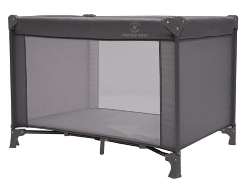 REQUISITE NEEDS Travel Cot, Lightweight, From Birth to 15kg, Easy Fold & Compact, Padded Mattress, Travel Bag - Grey — view 3