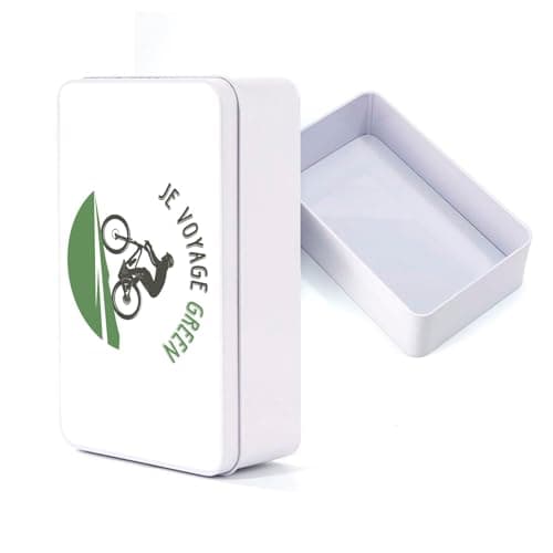 Fabulous White Metal Box – Je Voyage Green Bike Travel MTB Nature – 11 x 18.5 x 5.5 cm – Storage Box, Key, Tools, Lunch Box, Sugar, Biscuit — view 3