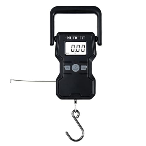 NUTRI FIT Digital Luggage Scale with Hook and Measuring Tape, Gun Grey