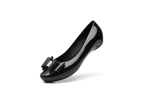 IVACHY Women Girl Black Ballet Shoes Jelly Shoes - Closed Toe Ballerina Pumps- Bow Details- Available Size 3 to 8 — view 4