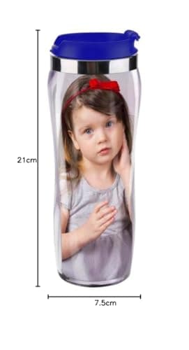 Turquoise Personalised Custom Photo Thermal Mug Coffee Tea Travel Flask | Black Pink Blue Red (Blue) — view 2