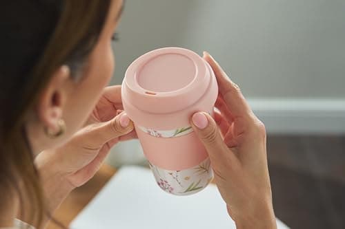 Restore Coffee Cup Travel Mug, Renew 320ml Multi Coloured Pack Reuseable Polypropylene Silicone Grip Leakproof BPA Free Beverage Cup, Fits Standard Cup Holders (2 Mixed Pack Navy & Pink) — view 6